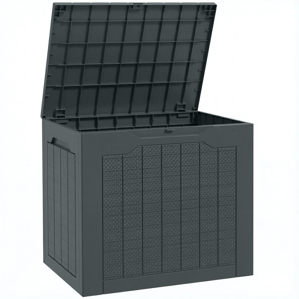 Outdoor Storage Box, 97 L, Waterproof, Recessed Handles, 56 x 41 x 50 cm, Dark Grey