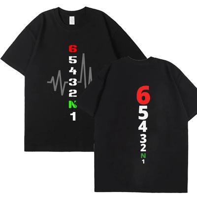 Men's Double Sided Print T-Shirts Funny Manual Transmission 1N23456 Motorcycle Speed Fashion Tops Overd Tees Male Clothes#Color