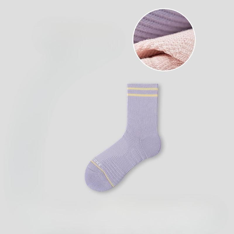 Parallel Bars, Running, Women's Mid-calf Socks, Breathable and Shock-absorbing, Towel Bottom, Marathon, Hiking, Cycling, Pressure Long Socks