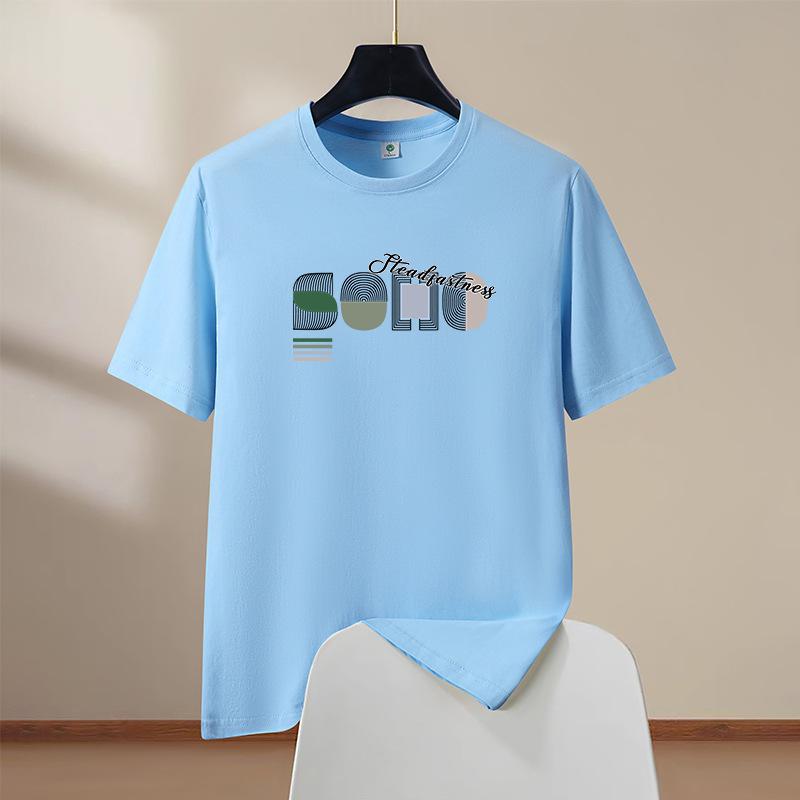 Oversized S-6XL Mens Trendy Cotton Short Sleeve T-Shirt Man Round Neck Casual Tee
