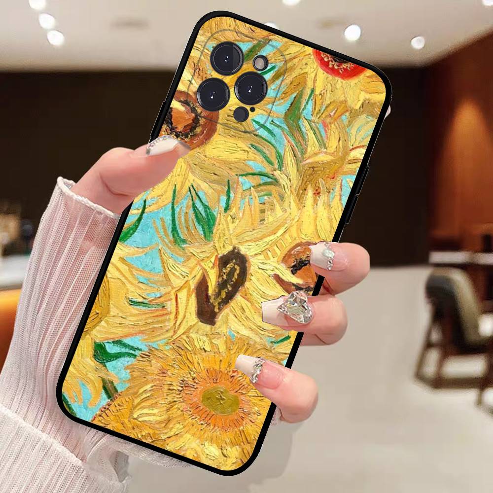 Vincent Van Gogh Oil INS Phone Case For iPhone 17 16 15 14 11 12 13 Pro Max Plus Mini Soft Back Cover