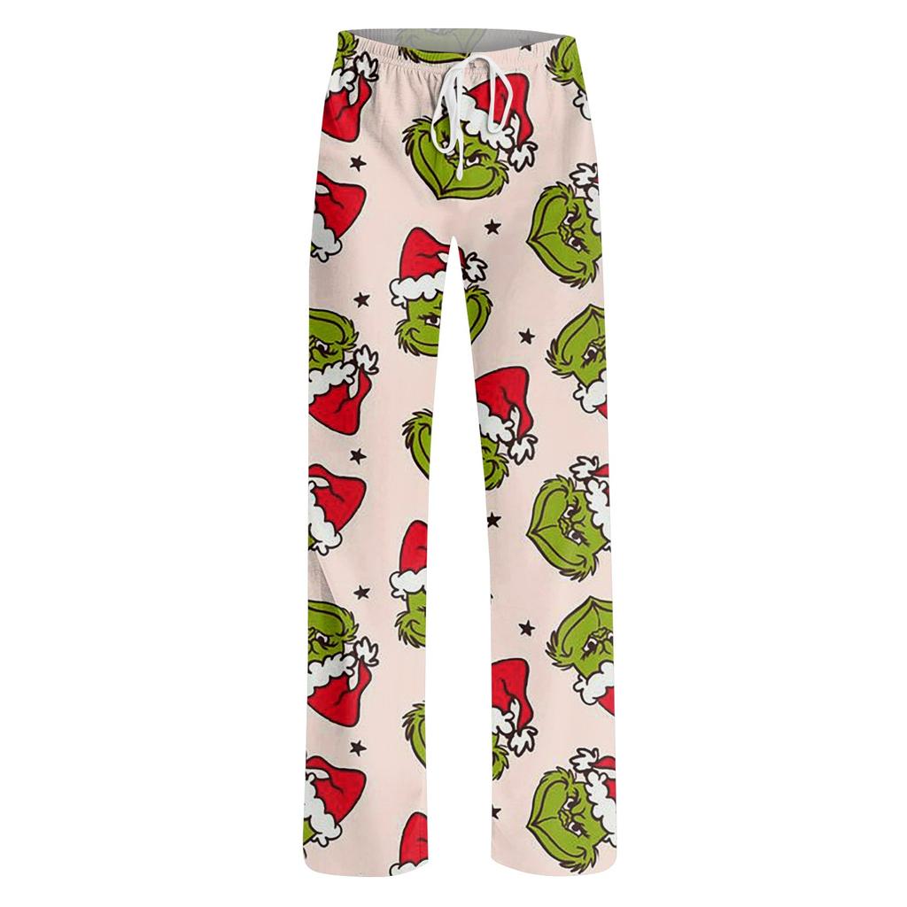 Damen Pyjamahose Nachtwäsche Lässige Hose mit Kordelzug und elastischer Taille Bequeme gerade lockere Yogahose