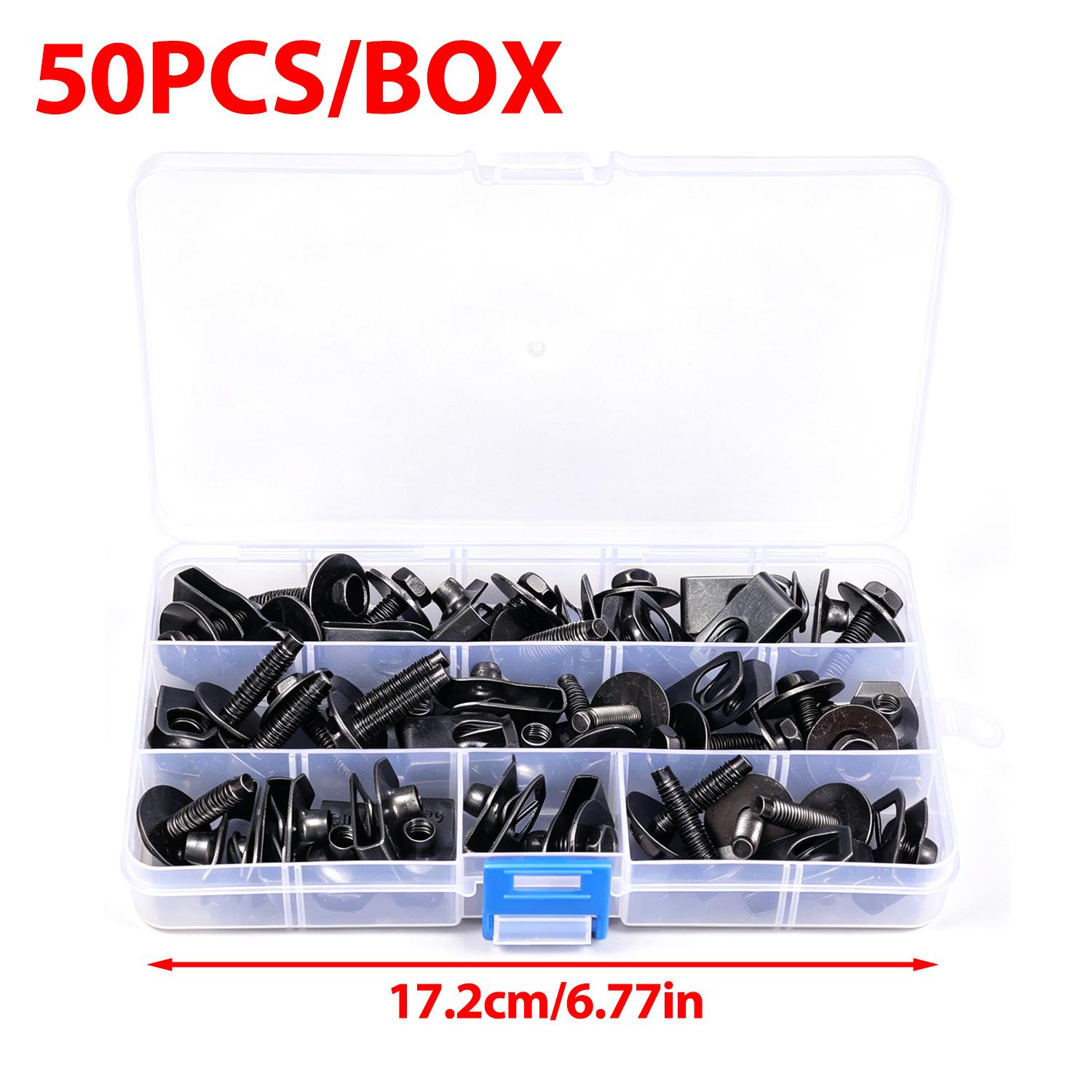 

50pcs/box Car Body Bolts U Type Nut Clips for Bumper Fender Rivet Engine Cover Undertray Splash Shield Guard Liner Screws Clips