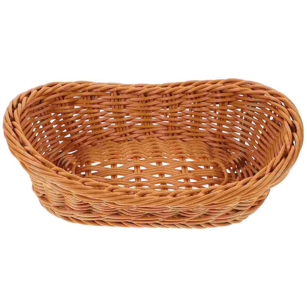 Rattan Storage Basket Baskets Woven Hand Snacks Dining Table Tabletop Fruits Bread