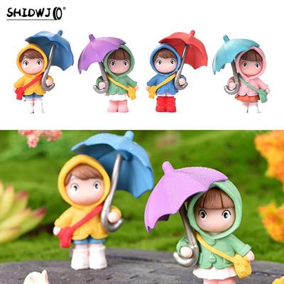 1/4 Stück Auto Niedliche Regenschirm Mädchen Puppe Mikro Landschaft Handgefertigt Feengarten Schreibtisch Figuren Heimdeko Ornament Handwerk Geschenk