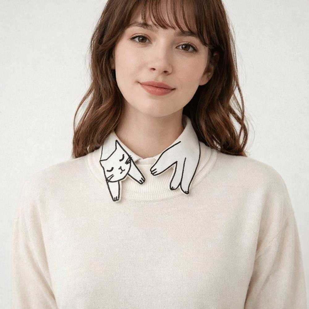 Slim Cat Fake Collar Cartoon Detachable False Collar Fashion Base Layer Top Weater Decorative