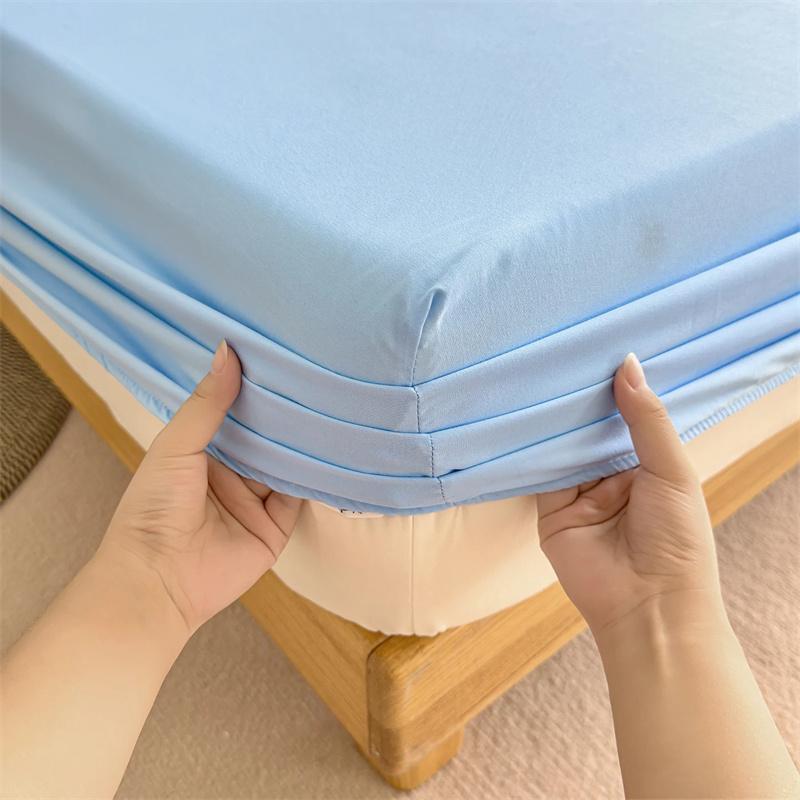3PCS Bedding Set Fitted Bed Sheet With Elastic Band Solid Color Mattress Covers Protector For Single Double King Beds Single Double King Queen Beds
