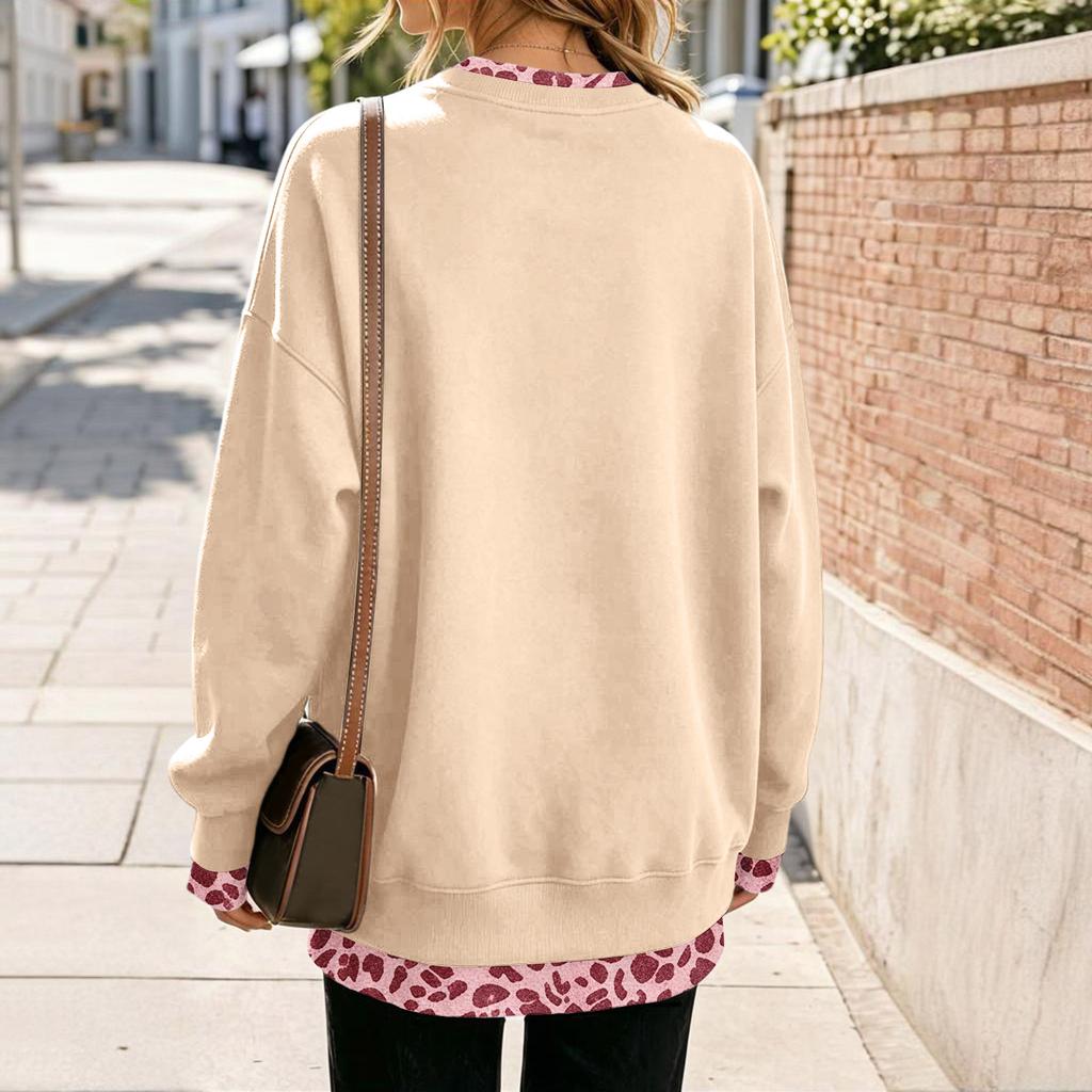 Damen Casual Pullover mit Aufdruck und Design, Langarm, Lockerer Schnitt