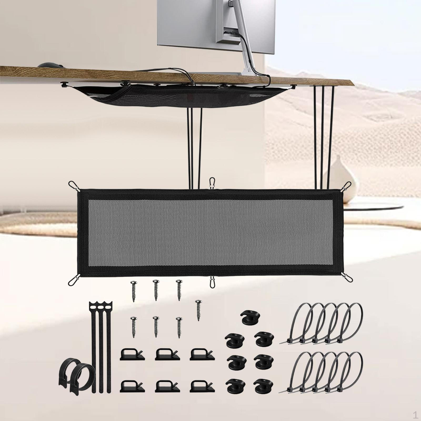 

Сетка для организации кабелей под столом Кабели Сетка Черный Легкая установка Аксессуар Эффективный Универсальный