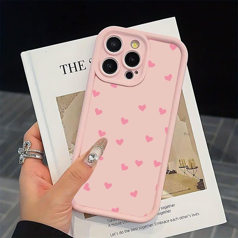Simple heart-shaped pattern phone case suitable for iPhone 17 16 15 14 13 12 11 Pro/Max/Plus anti drop and shockproof back cover
