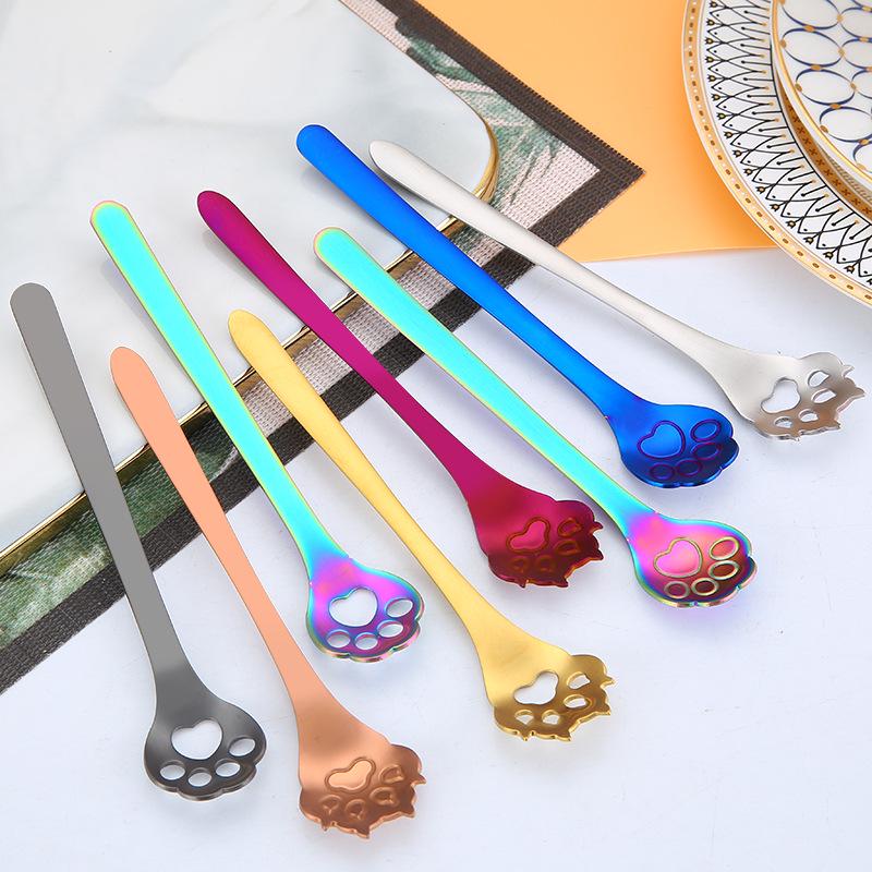 304 Stainless Steel Cat & Dog Paw Coffee Stirring Spoon - Creative Cartoon Gift Spoon