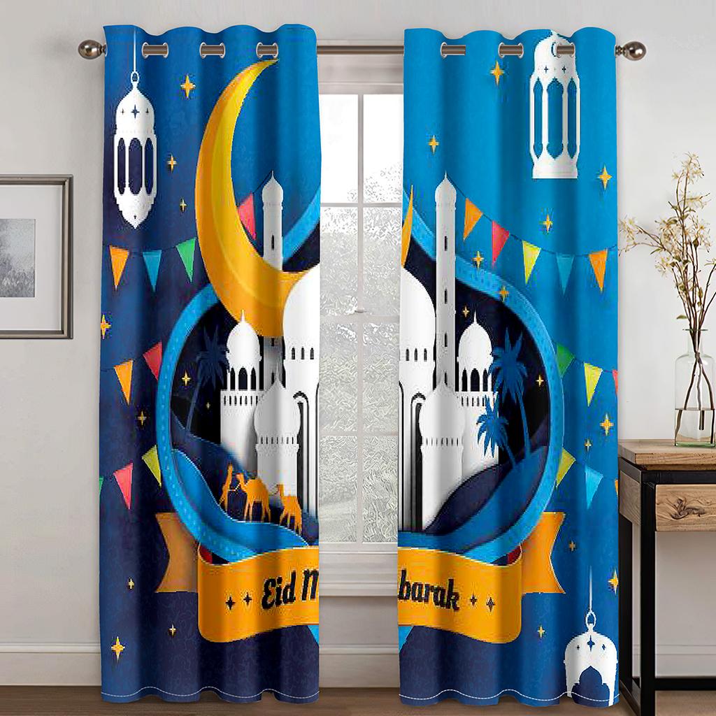 Islamic Traditional Festival Eid al-Fitr Ramadan Curtains 2 Panels Free Shipping Living Room Bedroom Home Decor Curtains