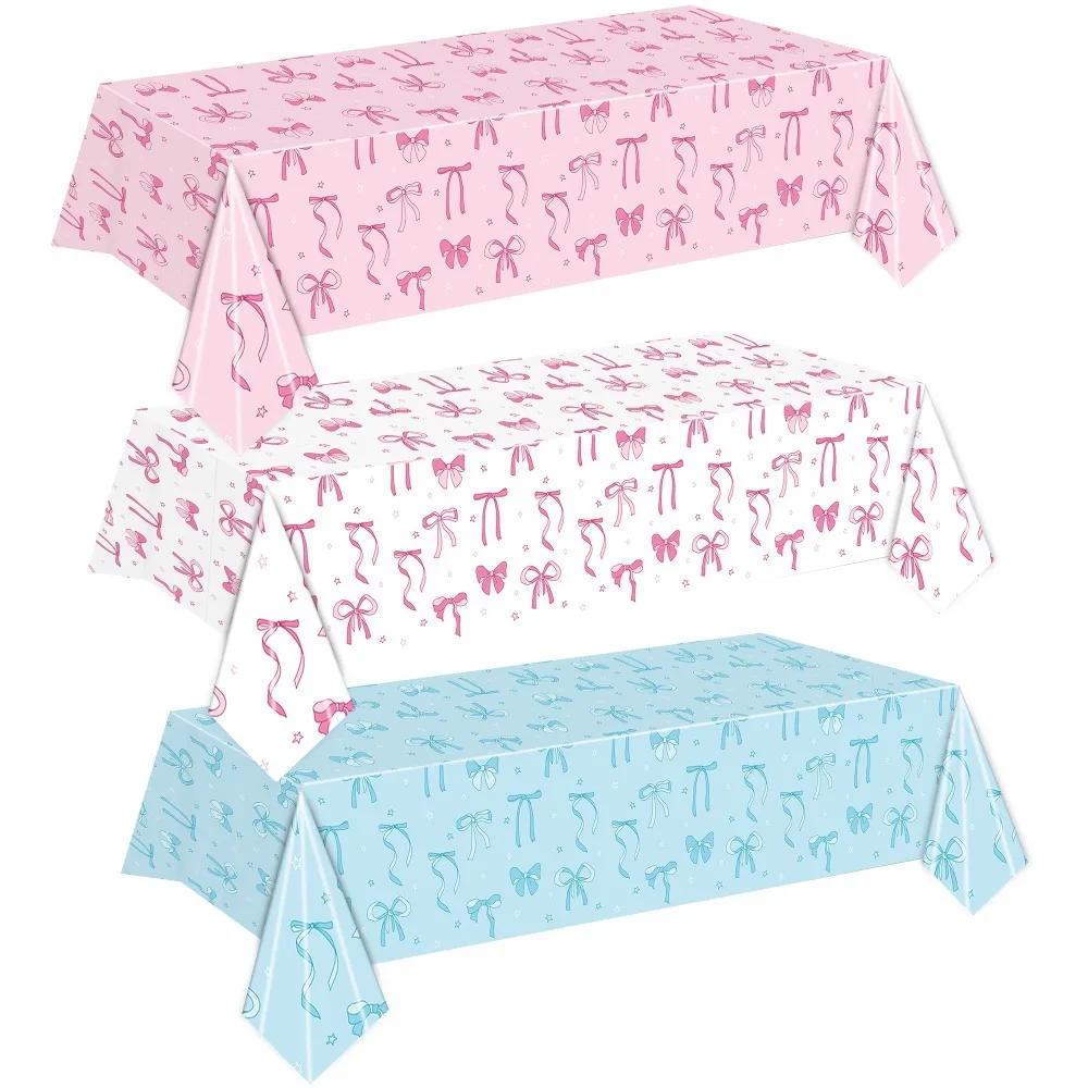 Pink Bow Tablecloth Birthday Party Decoration Kids Favors New Disposable Tablecloth Wedding Birthday Baby Shower Party Supplies