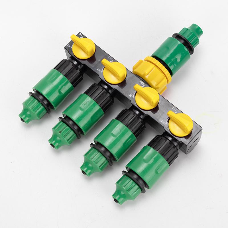 Garden Hose 4-Way Water Splitter with Switch Valve Connector