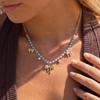 Blue beaded necklace for women, gold butterfly heart-shaped pendant, collarbone chain, niche design that doesn't fade