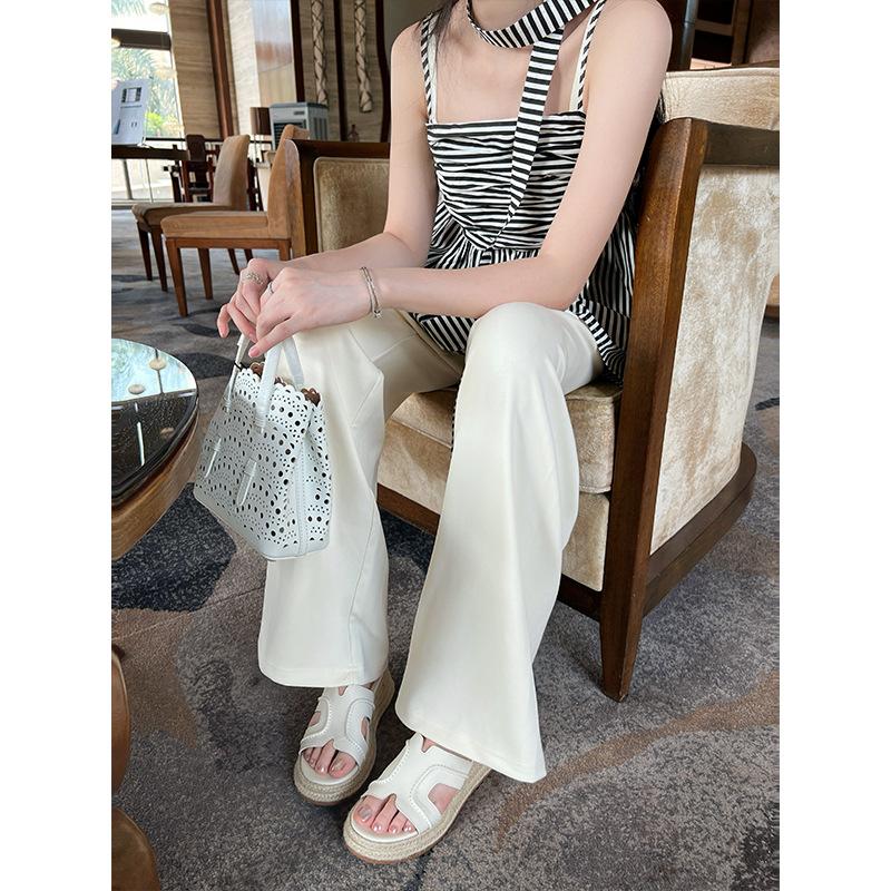 [Soft sheepskin] Ruth's same straw-woven thick-soled Uncle Zhou's house 5.5cm one-word H-slope heel fisherman sandals women's drag