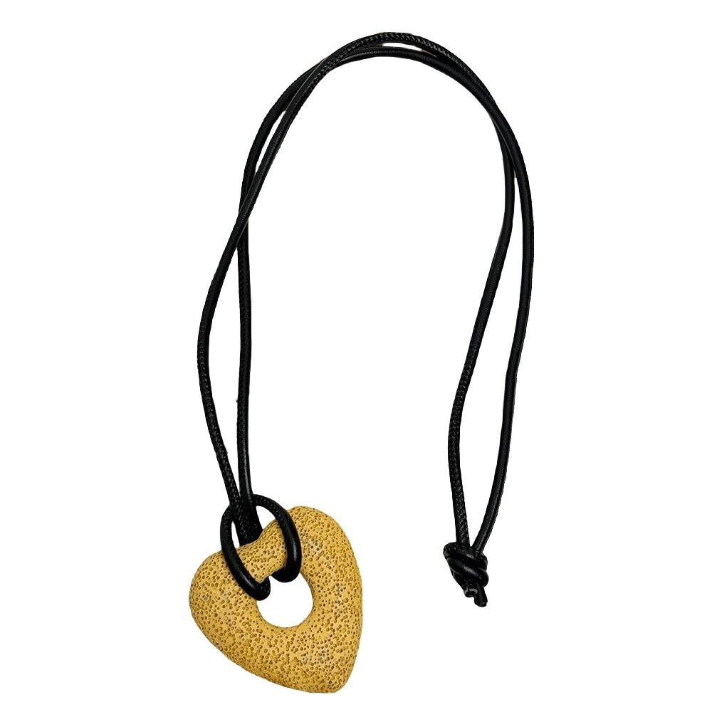 Ins Volcanic Stone Heart Necklace Elegant Personalized Sweater Chain  Sweater Decor