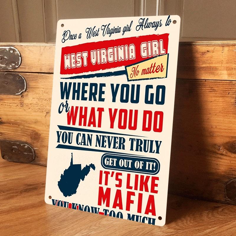 

1 piece West Virginia Girl-themed Tin Wall Decor for Home, Office, Bar, West Virginia Fan Gift, Vintage Style Metal Plaque with (as the picture,20x30cm)