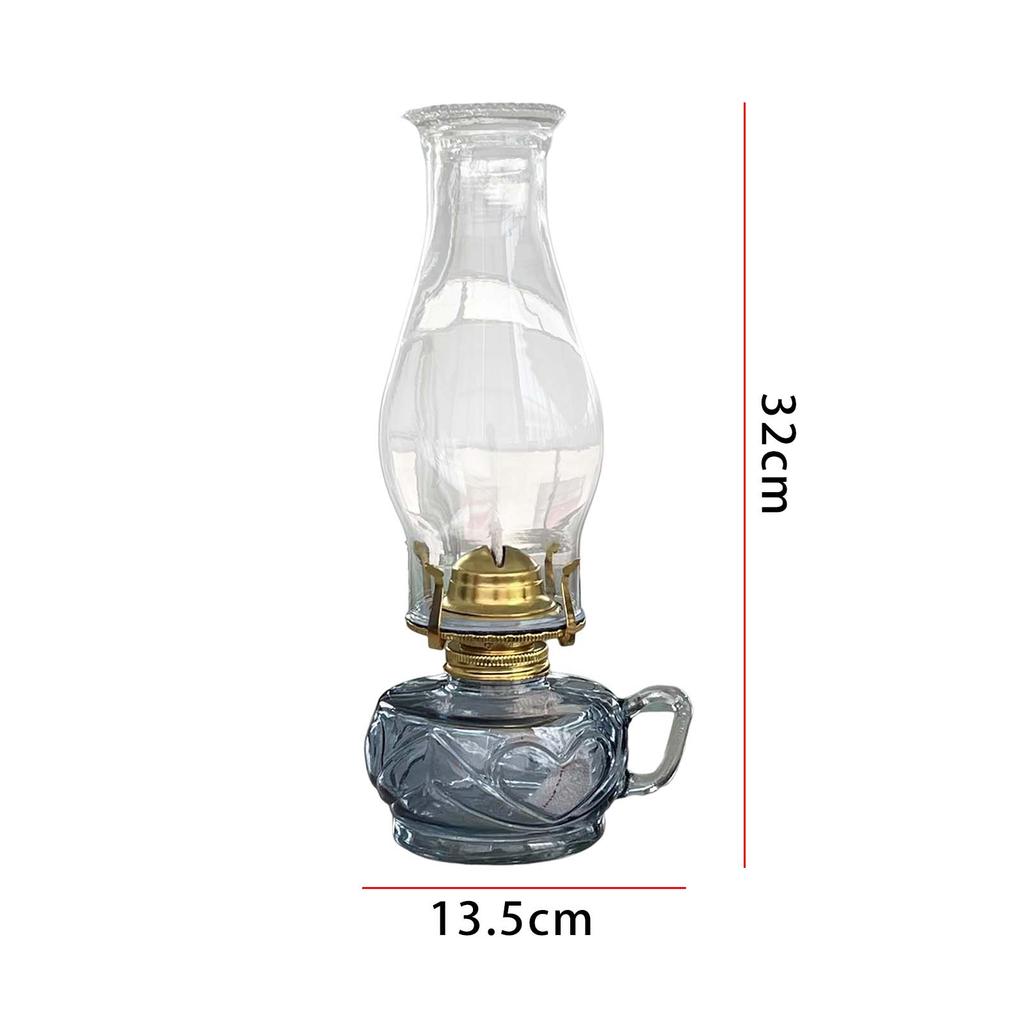 Retro Style Kerosene Oil Lamp Durable Altar Supplies with Lamp Wick Windproof Glass for Church Hiking Holiday Bedroom Christmas