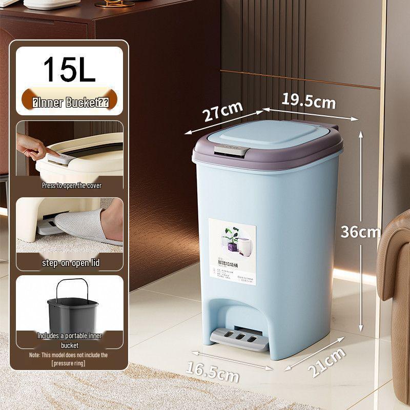 Large Odor-Proof Foot Pedal Trash Can with Lid for Home: Double Opening for Bedroom, Living Room, Kitchen, Bathroom, and Toilet.