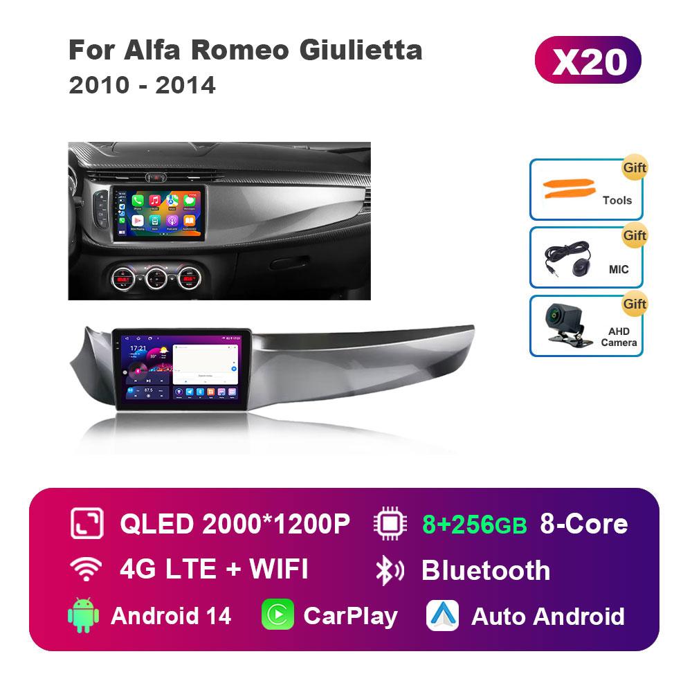 Android 14 System Car Radio Multimedia Player for Alfa Romeo Giulietta 2010 - 2014 GPS Navi WiFi IPS Touch Screen DSP Stereo 4G