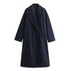 Elegante Cappotto Moda Donna Tasche a Filo Anteriori Lana Morbida Manica Lunga Capospalla Taglie Forti