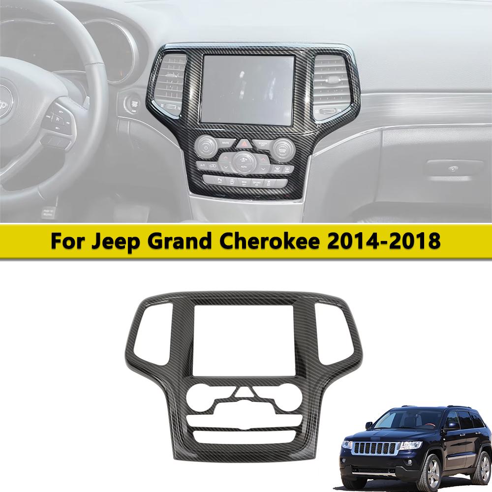 Center Console Navigation Panel Decoration Cover Trim for Jeep Grand Cherokee 2014 2015-2018 Carbon Fiber Interior Accessories