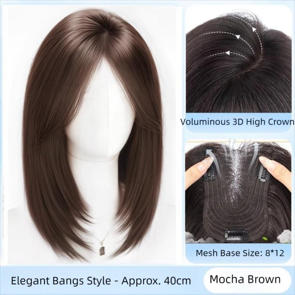 Parrucca Sintetica per la Parte Superiore della Testa, Extension per Capelli, Topper per Capelli, Parrucche con Frangia, Festa