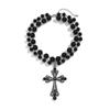 SHIXIN Gothic Style Large Cross Pendant Necklace for Women Vintage Multilayer Black Acrylic Beads Necklace Halloween Accessories