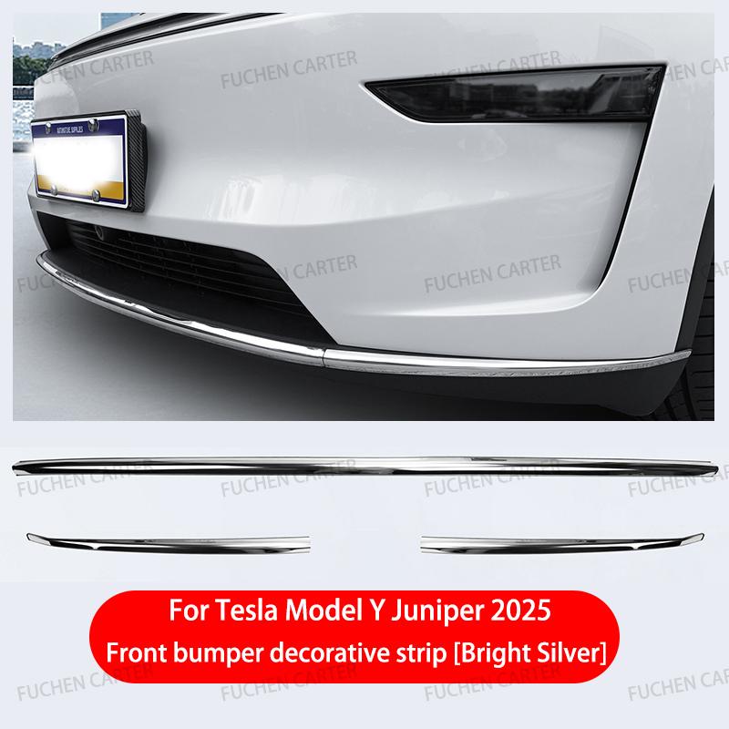 For Tesla Model Y Juniper 2025 Anti Collision Car Front Bumper Guard Strip Scratch Resistant Strip Car Crash Bar Accessories