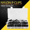 200Pcs  Nylon Plastic R-Type Cable Clamps 3/16" 1/4" 3/8" 1/2" 3/4" 1" Clips Fasteners Assortment for Cable