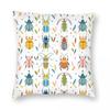 Colourful Beetles Inserts Pillowcase Polyester Linen Velvet Creative Zip Decor Pillow Case Room Cushion Cover