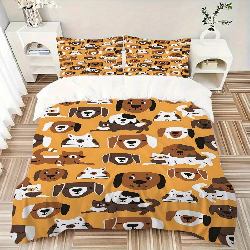 3pcs set Pets Animals 1 Quilt Cover + 2 Pillowcases, All Seasons Bedroom Setting, Perfect for Home and Dorm Decor a192