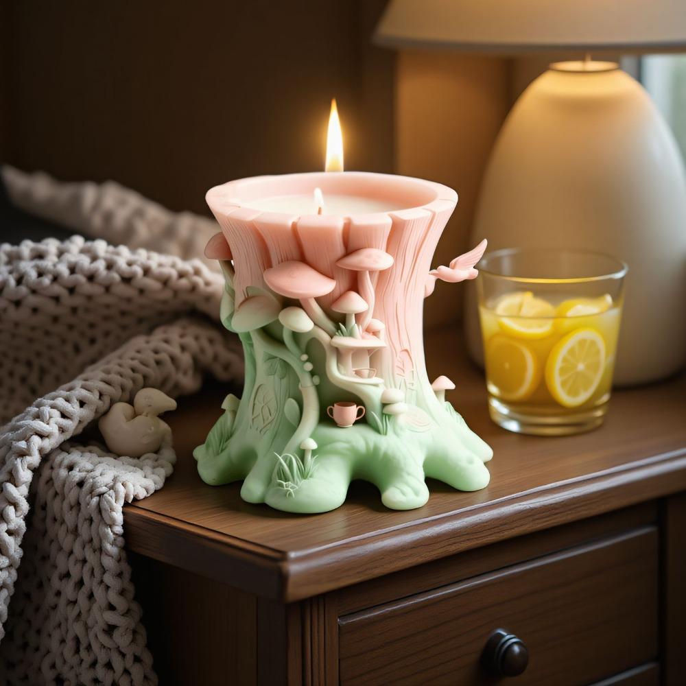 Tree Stump Candle Cup Silicone Mold DIY Handmade Concrete Plaster Candle Jar Flowerpot Epoxy Resin Molds Home Décor