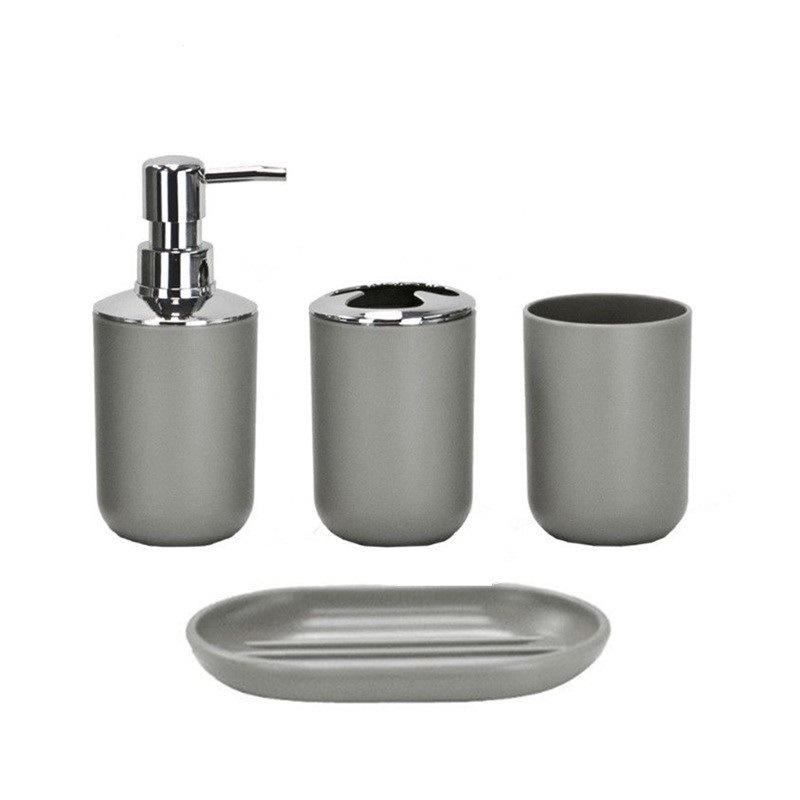 4/6pcs New Bathroom Set Soap Dispenser Toothbrush Holder Toilet Brush Trash Can Soap Dish Bathroom Practical Accessories