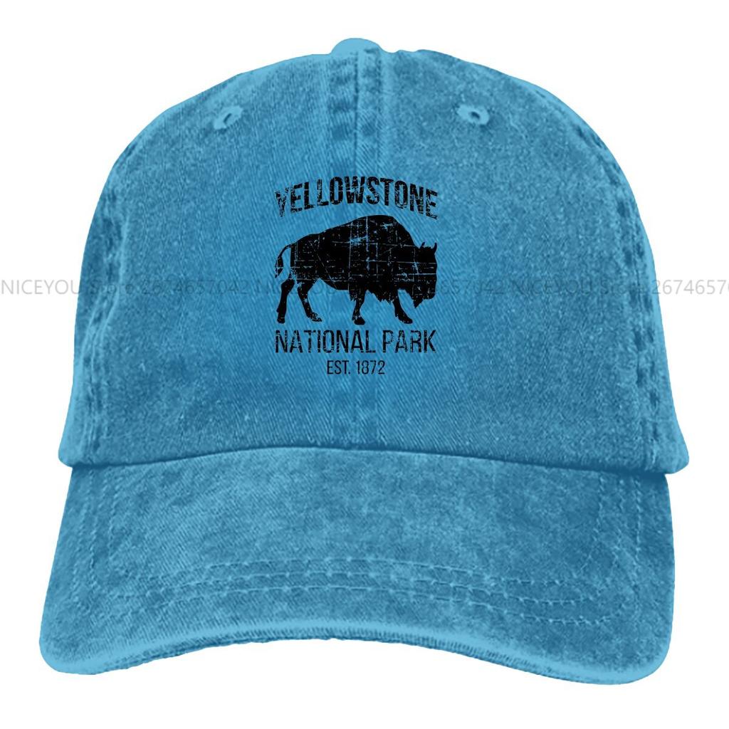 Washed Unisexs Baseball Cap Buffalo Trucker Snapback Caps Dad Hat Yellowstone National Park Golf Hats