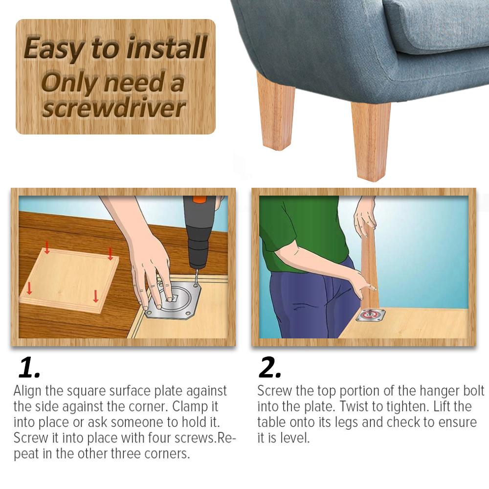 4Pcs Solid Wood Furniture Legs 6/15/10cm Wooden Sofa Legs Couch Bed Cabinet Table Chair Replacement Feet Square Foot Accessories