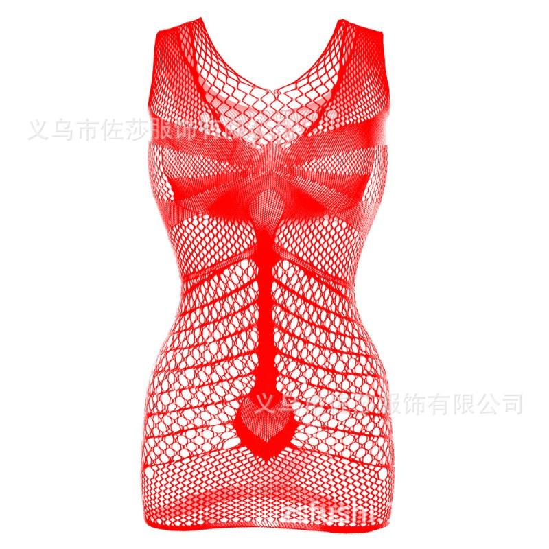 Sex Underwear New Hollow Mesh Transparent One-piece Pajamas Nylon Fine Woven Jacquard