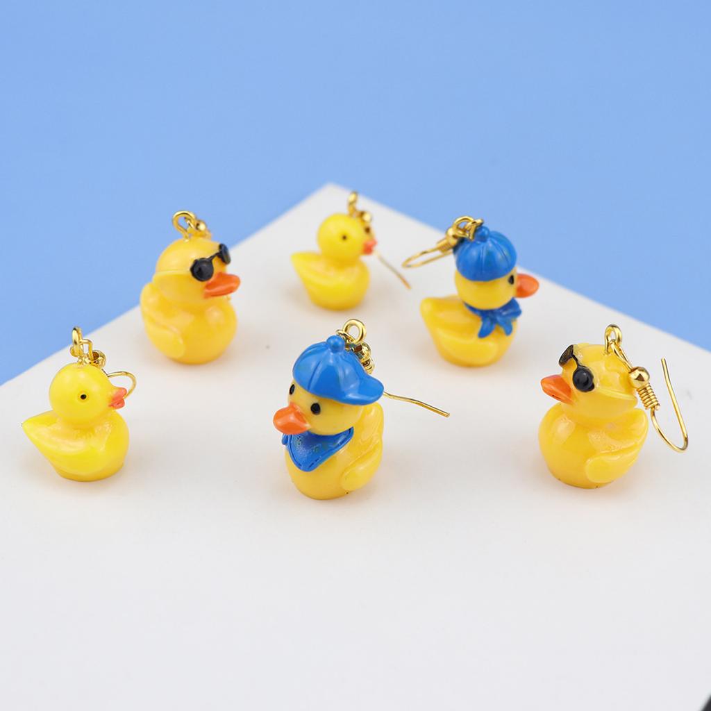 Stylish Yellow Duck Shapes Earrings Animal Themes Ear Pendants for Daily Outfits