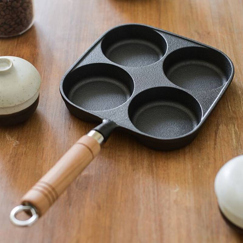 Cast Iron Hole Egg Pan Nonstick Breakfast Cooking Tool For Home Use