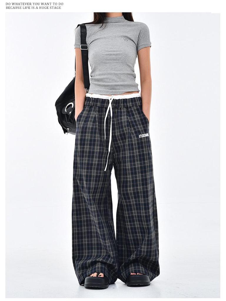 Women's Retro Double-Waist Wide-Leg Pants, High-Waisted Loose Fit, Spring/Autumn 2025 Collection