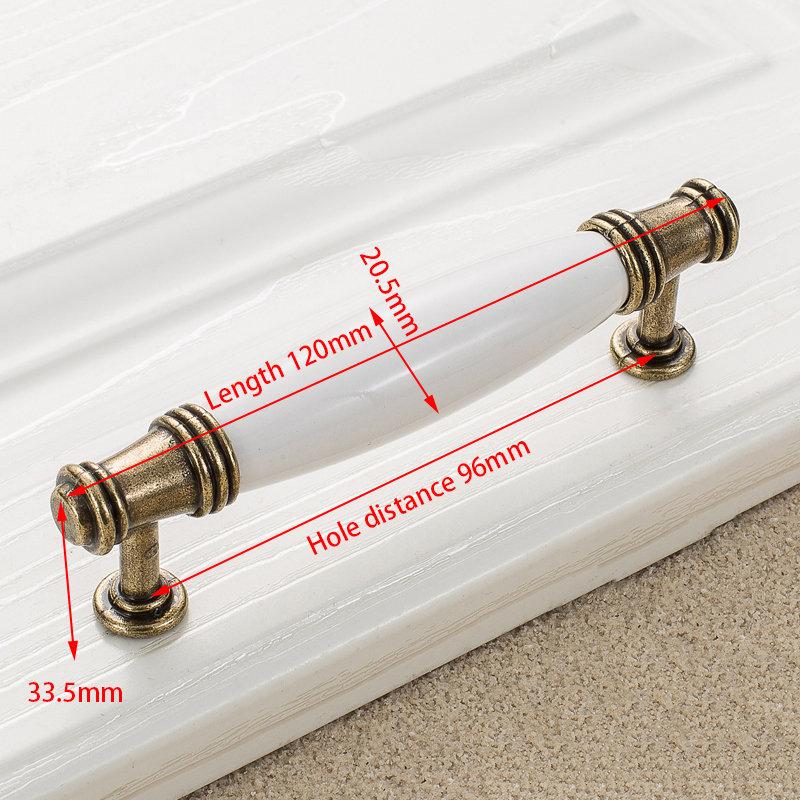 KAK Antique Bronze White Ceramic Cabinet Handles Zinc Alloy Drawer Knobs Wardrobe Door Handle Simple European Furniture Hardware