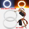 2PCS White+Amber Turn Signal Angel Eye 60mm~120mm Waterproof Cotton LED Angel Eye LED Light 12v Headlight Decoration.