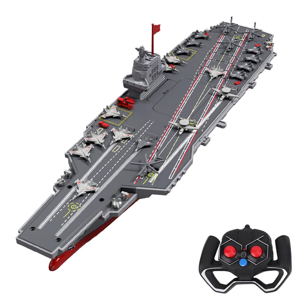 Remote Control Aircraft Carrier, 2.4G RC Warship Boat for Adults and Kids, DIY Battleship with Auto Power Off and Low