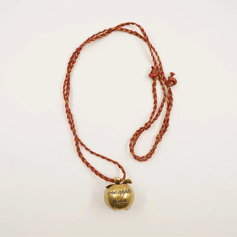 

Кулон Яблоко Красный Хлопковый Шнурок Ожерелье для Осенних/Зимних Свитеров