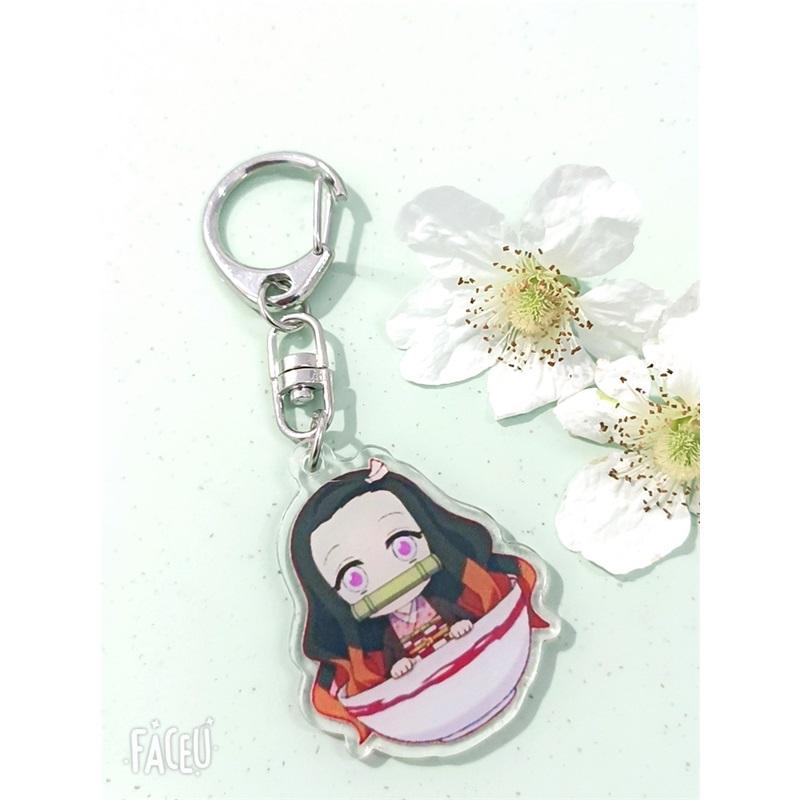 Anime Keychains Keychain Demon Slayer Kimetsu No Yaiba Acrylic Key Ring Cute Funny Cartoon for Friends