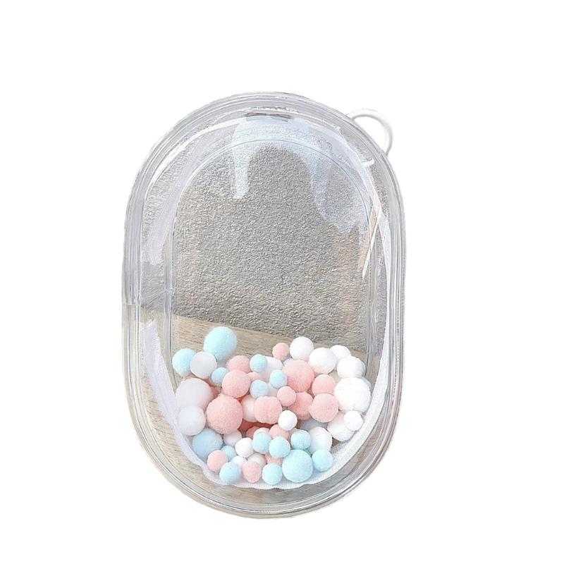 

Plush Doll Toy Holder Bag Key Chain Anime Figure Storage Case Keyring Thickened Clear Pouch Keychain for Daily Use M прозрачный