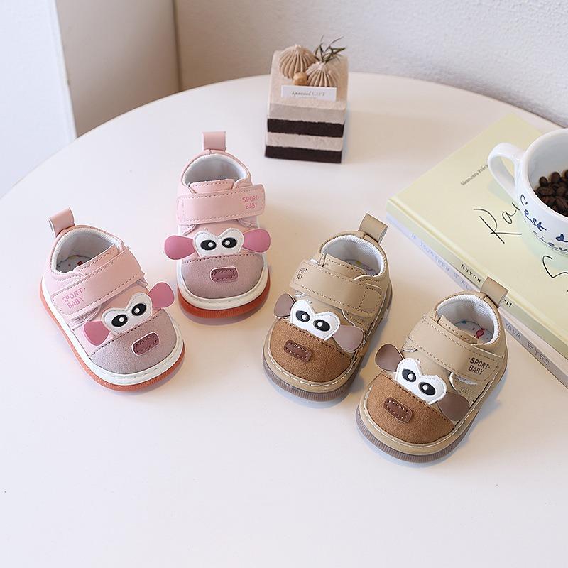Spring/Autumn Style Walking Shoes 0-1-2 Years Old, Soft-Soled Cartoon Single Shoes for Boys and Girls, 3-6-12 Months Squeaky Shoes.