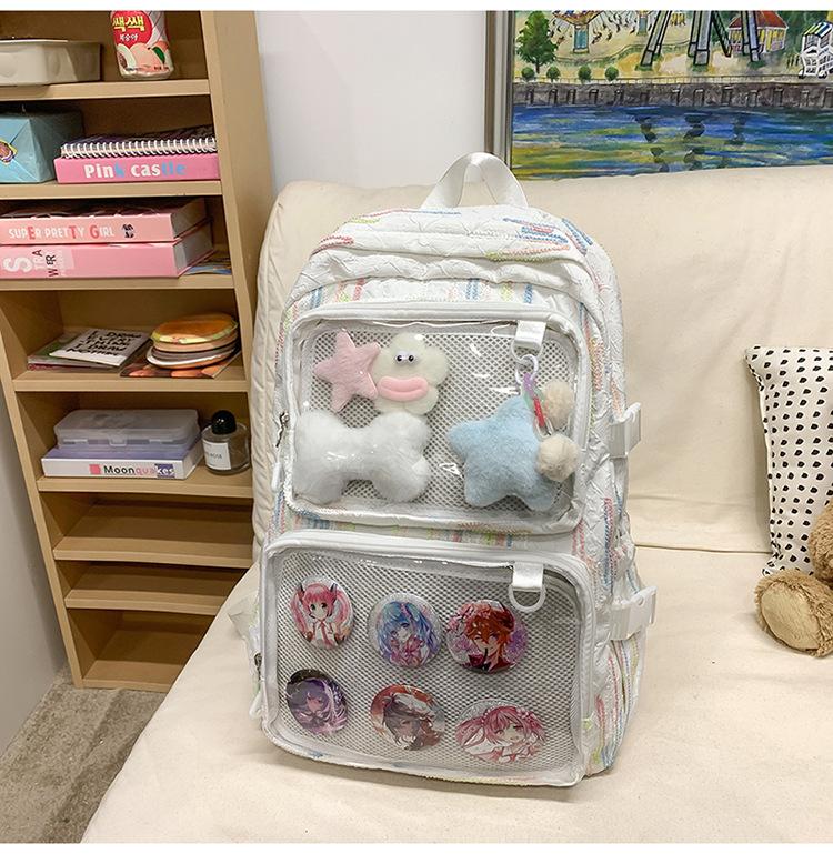 Schoolbag New Transparent Backpack Lightweight and Simple Junior High School Student Schoolbag Japanese Leisure Large Capacity Cute Pain Bag