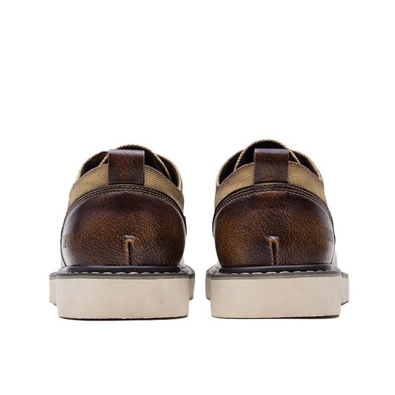 2025 Big Toe Men's Canvas Patchwork Leather Shoes Loafers Retro Workwear Shoes New High-quality Outdoor Casual Leather Shoes